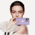 thumbnail image 4 of Compatible WIth iPhone 13 Pro Phone Case with Logo Window,Trendy Diamond-checkered Pattern PU Leather Soft TPU Ultra Slim Anti-fall Shockproof Protective Back Cover Phone Case,Violet, 4 of 7