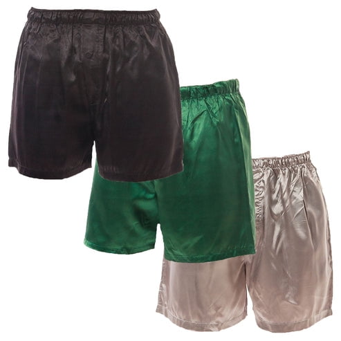 Up2date Fashion Men's Satin Boxers Shorts Combo Pack 3 Silky Underwear