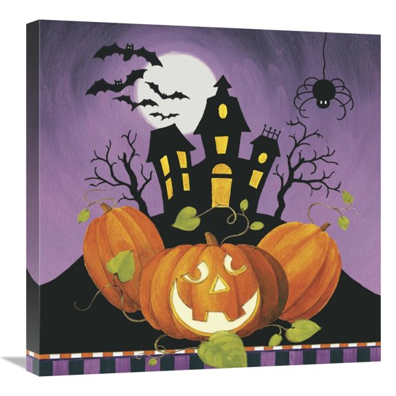 Global Gallery's 'Happy Haunting House on Pumpkins' By Lisa Audit Stretched Canvas Wall Art