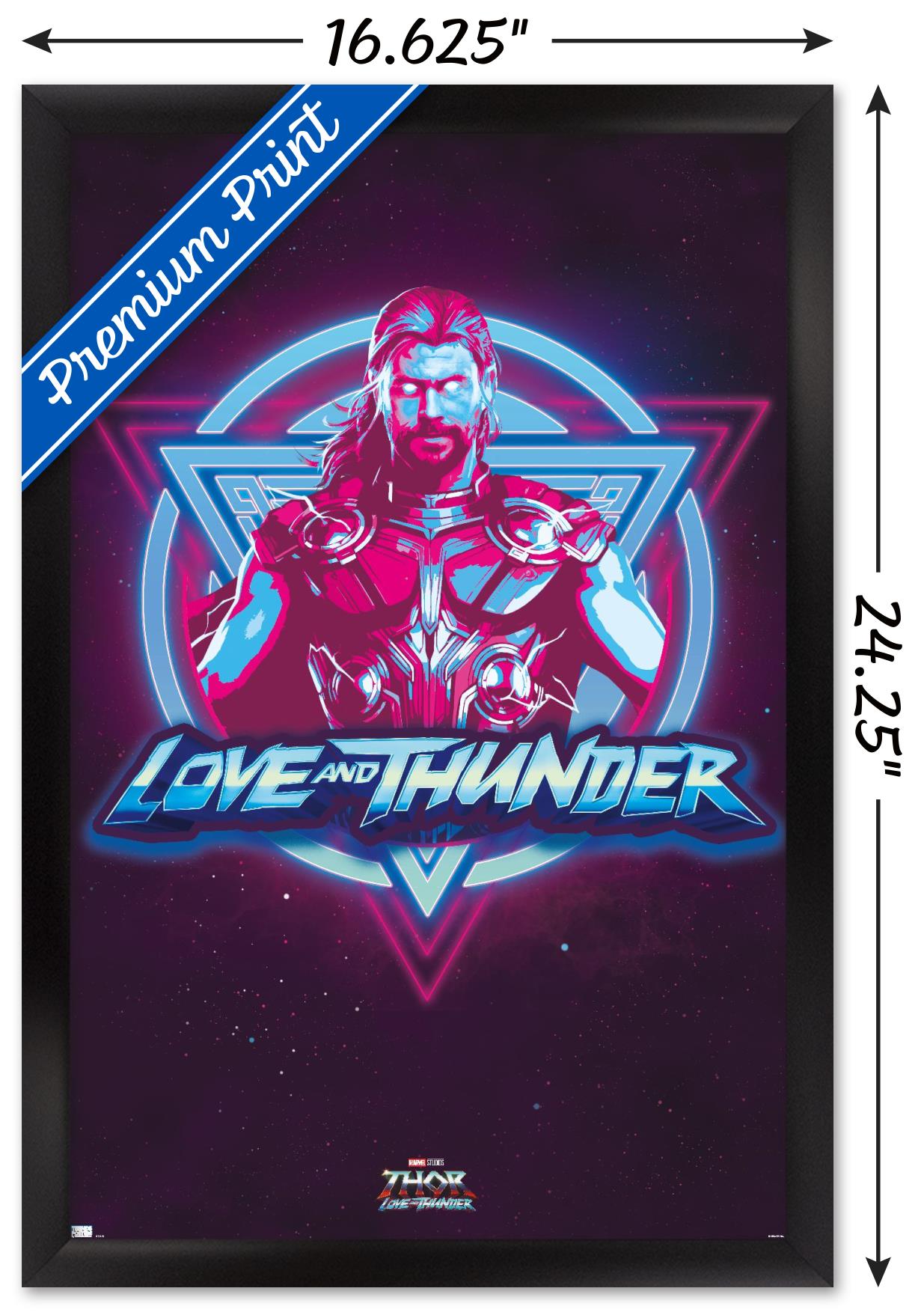 Marvel Thor: Love and Thunder - Vaporwave Wall Poster, 14.725" x 22.375" Framed