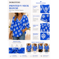 thumbnail image 3 of DOKOTOO Blouses for Women Boho Floral Print V Neck Tunic Tops Casual Summer Loose 3/4 Sleeve Chiffon Shirts, 3 of 10