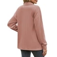 thumbnail image 5 of NFTOEIULA Women Polo Collar Button Down Long Sleeve Textured Top, 5 of 7