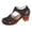Black, variant on Mid Chunky Heeled Sandals for Women Close Toe Platform Cut out Heels Non Slip Slides Slipper Embroidered Floral Beach Footwear Brown Size 8