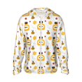 thumbnail image 2 of Uemuo Bees and Flowers Pattern Women's Full Zip UPF 50+ Sun Protection Hoodie Jacket Long Sleeve Sun Shirt Hiking Outdoor Performance with Pockets-Large, 2 of 9