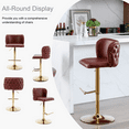 thumbnail image 5 of Round Kitchen High Bar Chairs with Golden Base PU Upholstered Bar Stool Chair Height Adjustable from 25-33 Inch Counter Chair with Back Swivel Barstool with Footrest for Kitchen (Set of 4), 5 of 9