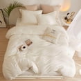 thumbnail image 4 of Duvet Cover King Size Soft Washed Microfiber Ivory Duvet Cover with Zipper, 4 of 9