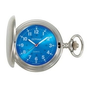 Men's Silver-Tone Blue Dial Covered Quartz Pocket Watch with Chain # GWC15042SBL