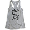thumbnail image 1 of Wake Pray Slay Tank Top, Ladies Racerback Tank Top, Workout Tank, Gym Tank, Exercise Tank, Heather Gray, Small, 1 of 3
