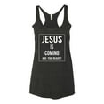 thumbnail image 2 of Wild Bobby Jesus Is Coming Are You Ready? Inspirational/Christian Women Tri-Blend Racerback Tank Top, Vintage Black, Medium, 2 of 5