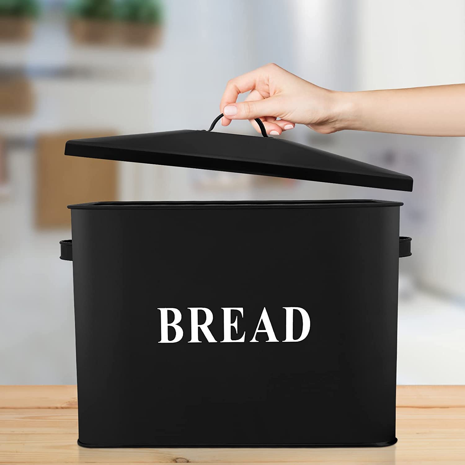 VeSteel Farmhouse Bread Box, Black Metal, Extra Large photo 5