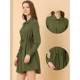 thumbnail image 2 of INSPIRE CHIC Vestido Camisero Para Mujer Con Cuello Vuelto Y Lazo En La Cintura Con Botones Ejercito verde S, 2 of 5