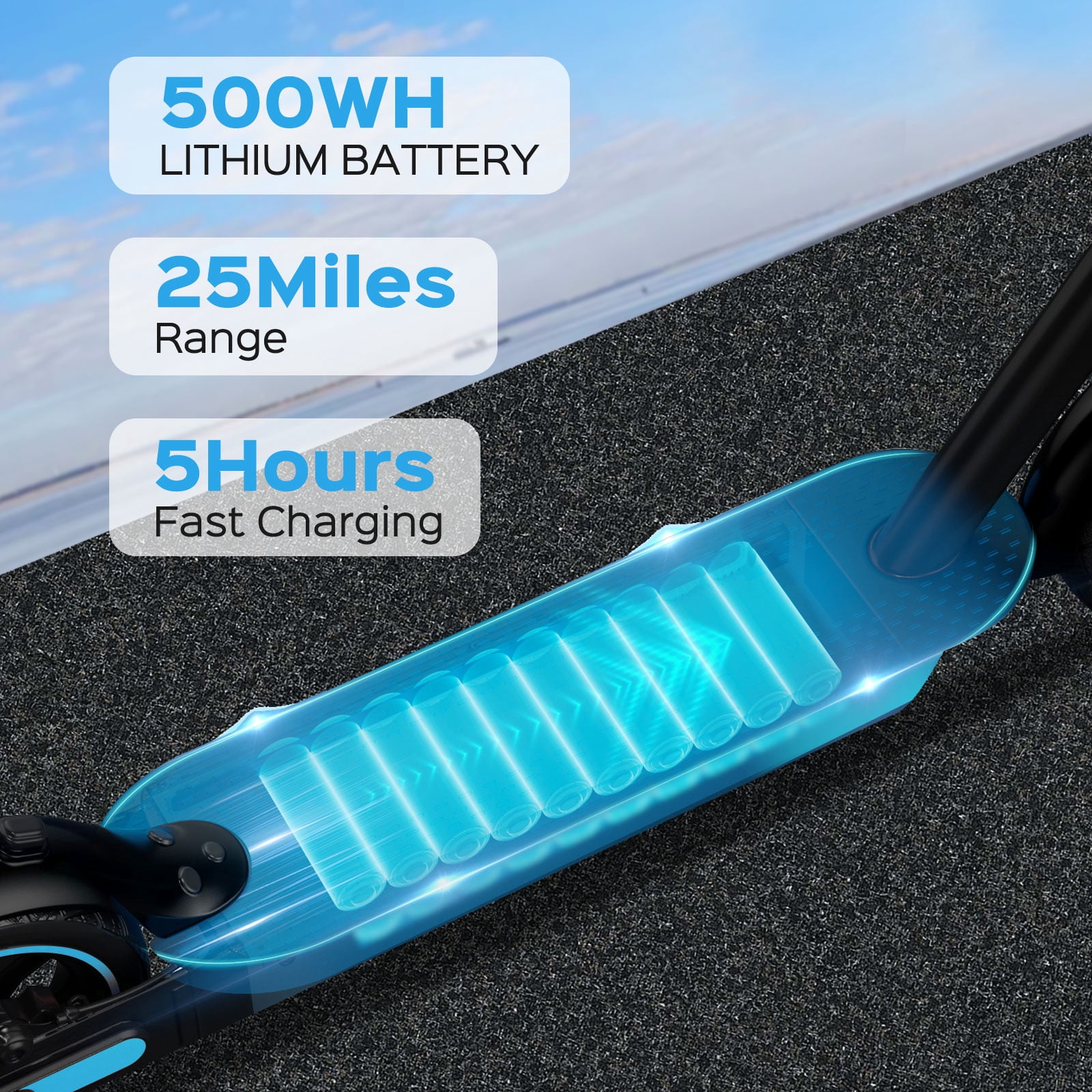 Electric Scooter for Adults - 500W Motor 10" Tires, up to 25MPH and 25Miles Long-Range Portable E Scooter