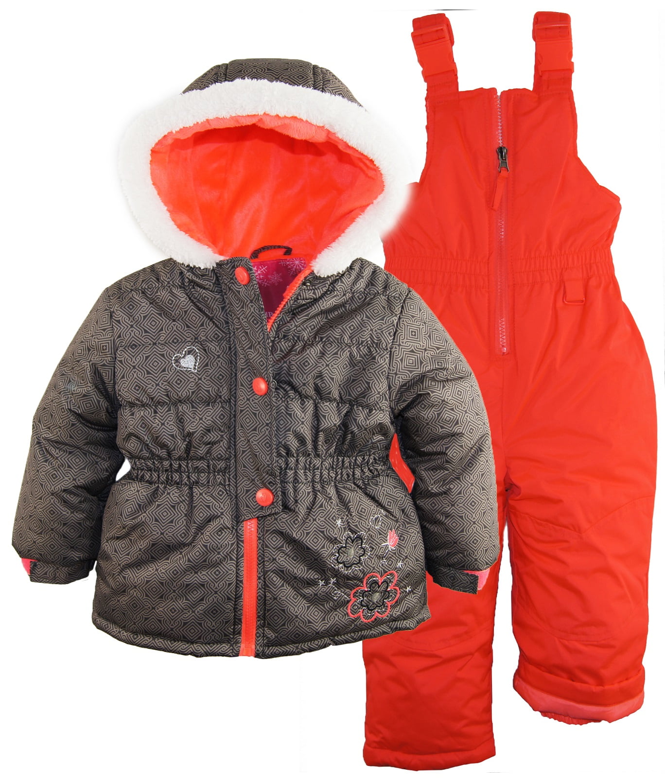 Rugged Bear Baby Girls Flower Snowsuit
