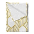 thumbnail image 2 of Geometric Soft Flannel Fleece Blanket, Entangled Stripes with Diagonal Lines Forming Hexagonal Shapes Contemporary, Cozy Plush for Indoor and Outdoor Use, 50" x 60", Yellow and White, by Ambesonne, 2 of 5