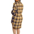 thumbnail image 3 of Xuanfei Women Plaid Lapel Single Breasted Long Sleeve Long Shirt, 3 of 3