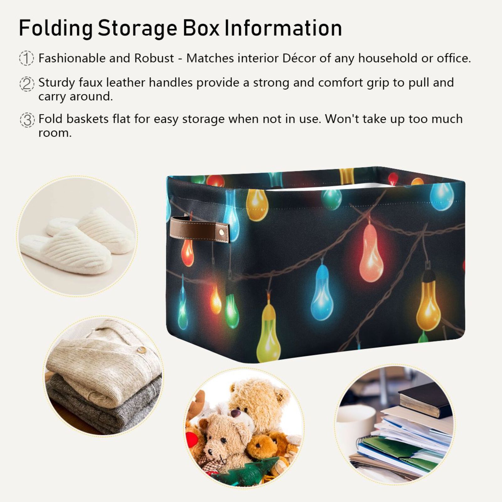 Christmas Lamp Light Post Storage Bins Baskets With Handles Storage Box Clothes Organizer Organization Toys