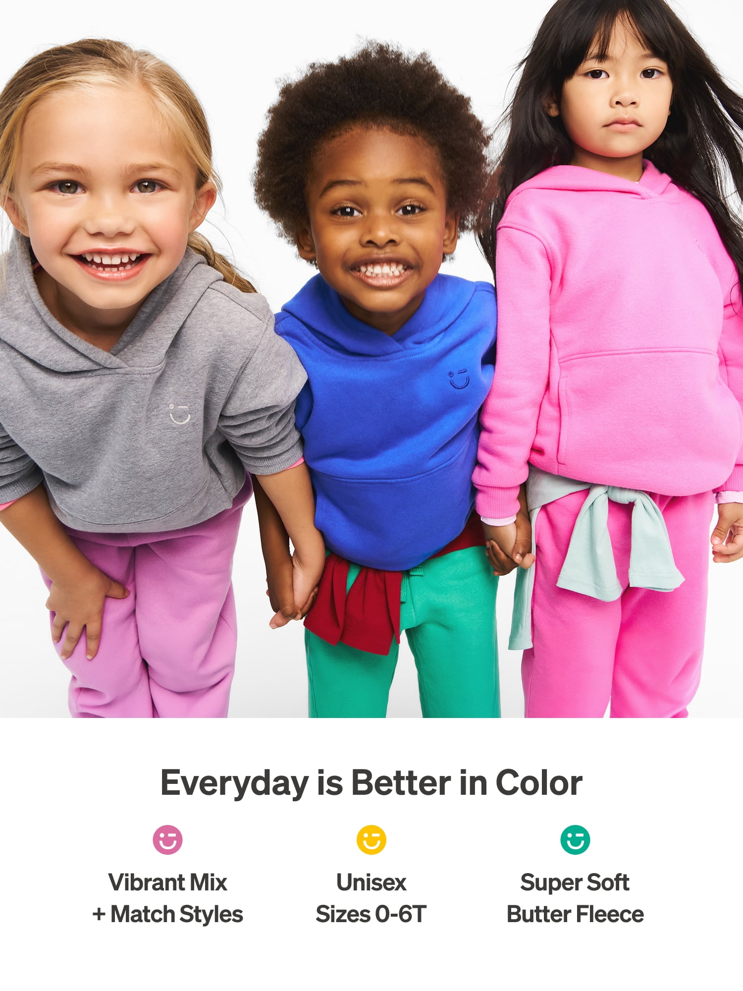 Color Mix by Garanimals Baby & Toddler Fleece Hoodie, Sizes 0–6T