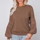 thumbnail image 2 of Camiseta de manga larga para mujer, jersey con cuello redondo, Top con manga acampanada, Top holgado informal para mujer, 2 of 6