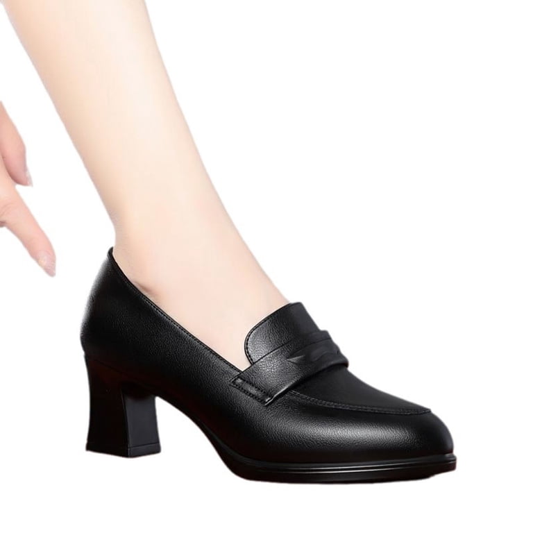Wensltd Black Heels for Women Closed Toe Wedding Pumps Shallow Mouth Shoes Party Prom Work Dress Shoes
