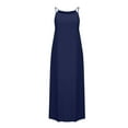 thumbnail image 5 of HOMBOM Dresses for Women 2025 Maxi Summer Navy Sundress Vacation Cotton Linen Sleeveless Crew Neck Solid Dresses S, 5 of 5