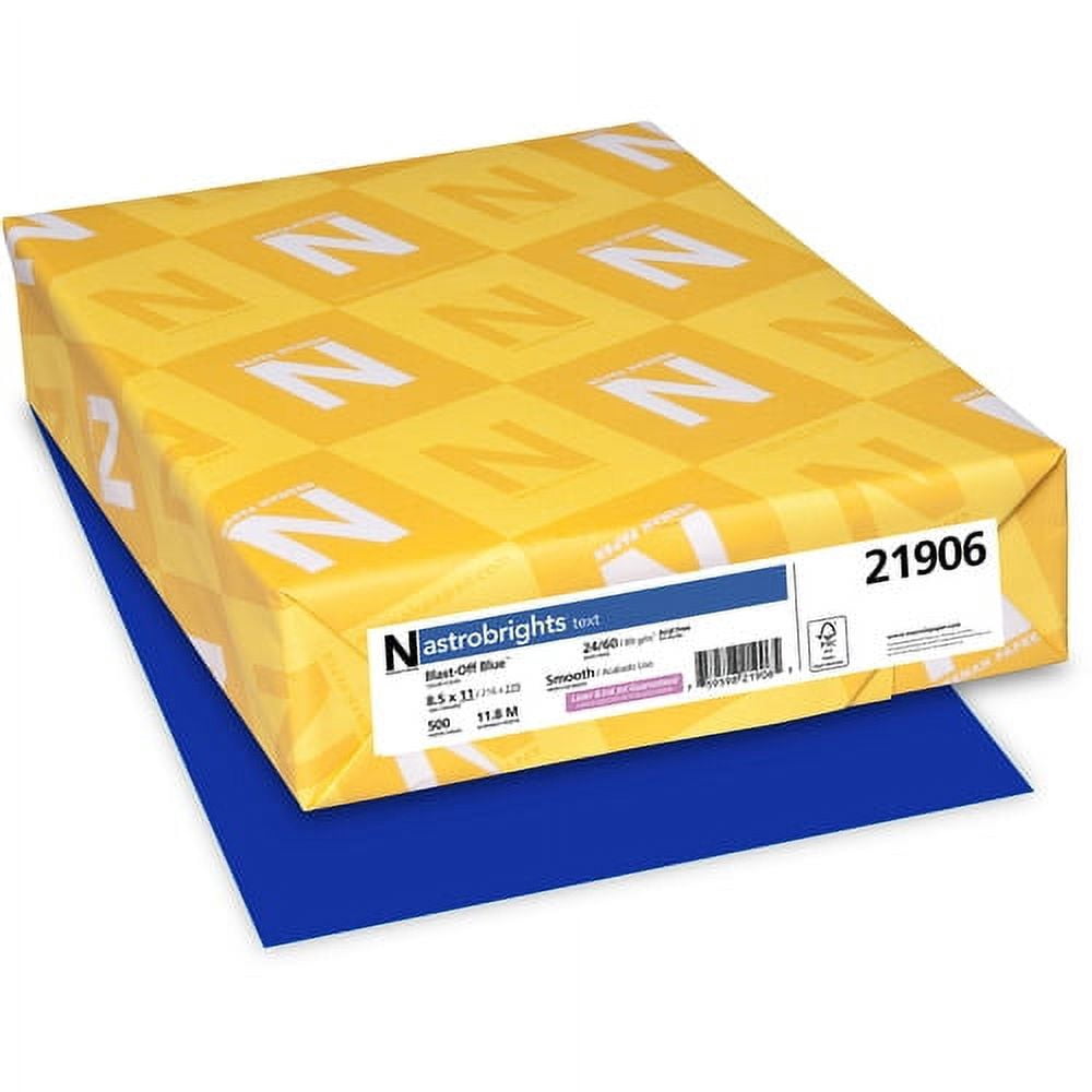 Astrobrights Laser, Inkjet Colored Paper Letter - 8 1/2" x 11" - 24 lb Basis Weight - 500 / Ream - Blast-off Blue