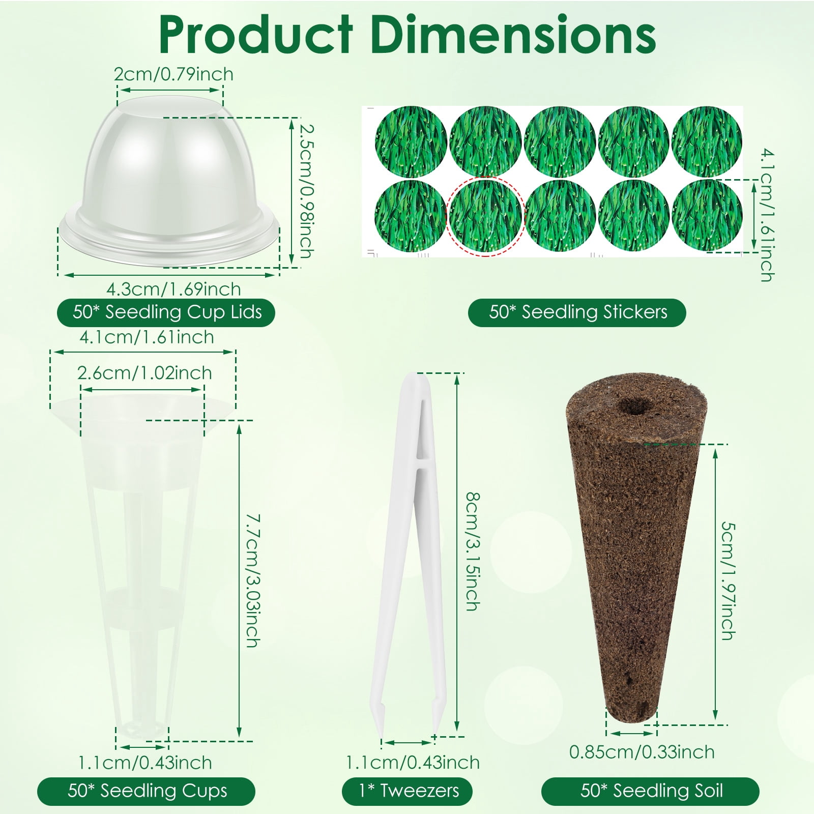50Pcs Hydroponic Pods Kit with 50 Seedling Soil, 50 Labels, 1 Tweezer - Indoor&Outdoor for Herbs, Veggies&Flowers, Fits Aerogarden&Most Herb Gardens