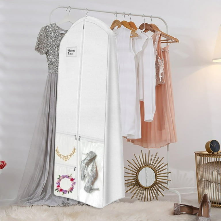 Gnmfd 71" Wedding Dress Garment Bag with 16" Gusset, Long Dress Storage Cover for Gowns, 4 Pocket Dress Organizer, Closet Organizers and Storage, ... Gnmfd 71" Wedding Dress Garment Bag with 16" Gusset, Long Dress Storage Cover for Gowns, 4 Pocket Dress Organizer, Closet Organizers and Storage, ...