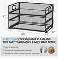 thumbnail image 2 of Letter Tray Paper Organizer with Handle Sliding Tray Metal Mesh Desk File Folder Paper Sorter Organizer for Home Office School Desk Supplies Organization, 2 of 7