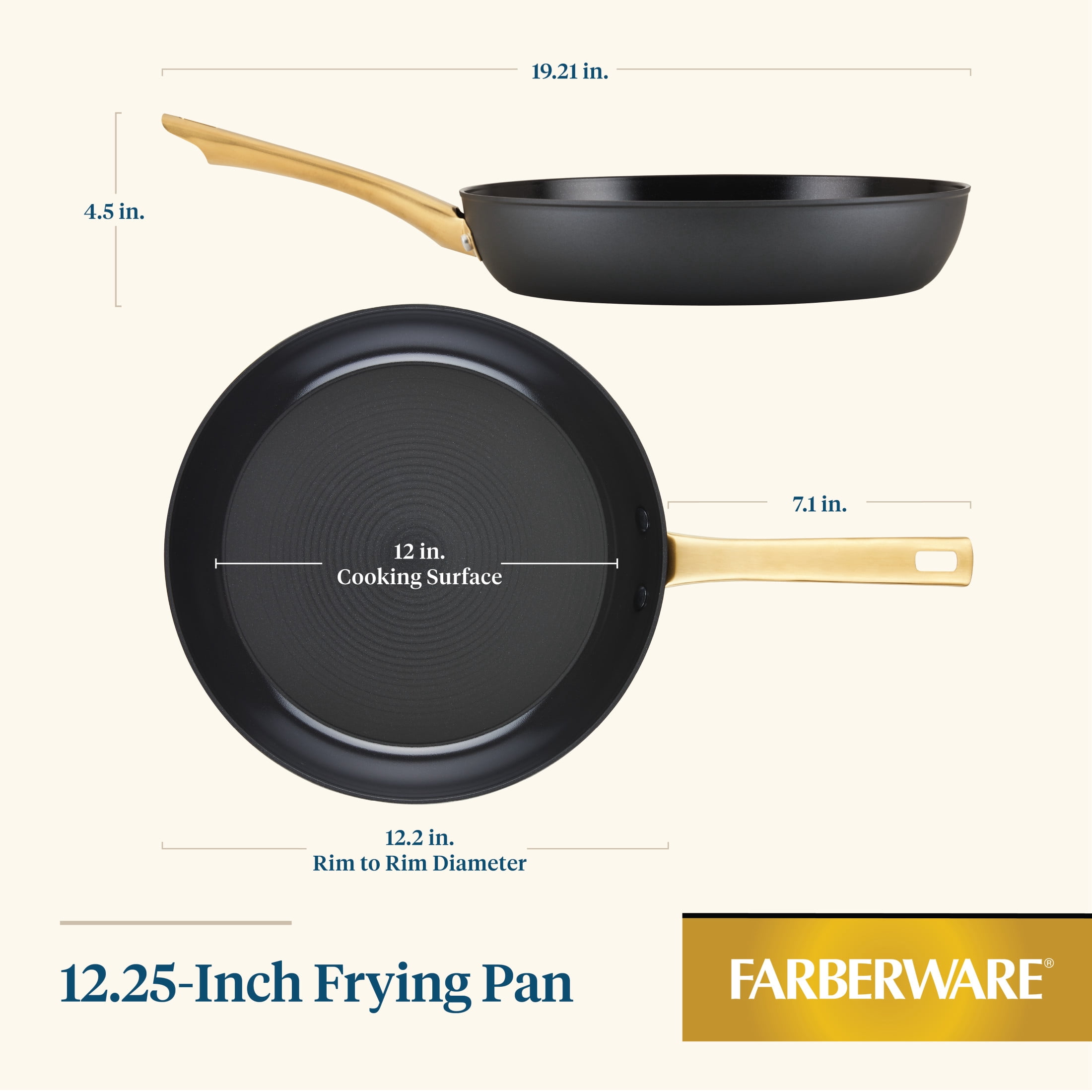 Farberware Forged Induction 12.25 Inch Ceramic Nonstick Frying Pan, Dishwasher Safe and Oven Safe to 500°F, Black
