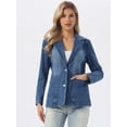 thumbnail image 4 of DARING DIVA Women's Notched Lapel Long Sleeve Button Up Denim Blazer M Blue, 4 of 6