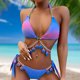 thumbnail image 1 of Traje de Baño Bikini estampado degradado Sin mangas Conjunto de bikinis de cintura alta Ahuecado Corte ajustado Cgtredaw Púrpura T S para Mujer, 1 of 7