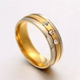 thumbnail image 2 of 18K Gold Plated Couple Rings Men/Women's 316L Stainless Steel CZ Engagement Band, 2 of 5