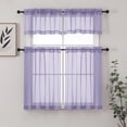 thumbnail image 3 of Chyhomenyc Lilac Sheer Valances for Windows for Living Room, Light Filtering Solid Small Kitchen Valance Curtains, Short Voile Topper Window Treatment for Bathroom, Each 42"W x 14"L Inches, 2PCS, 3 of 8