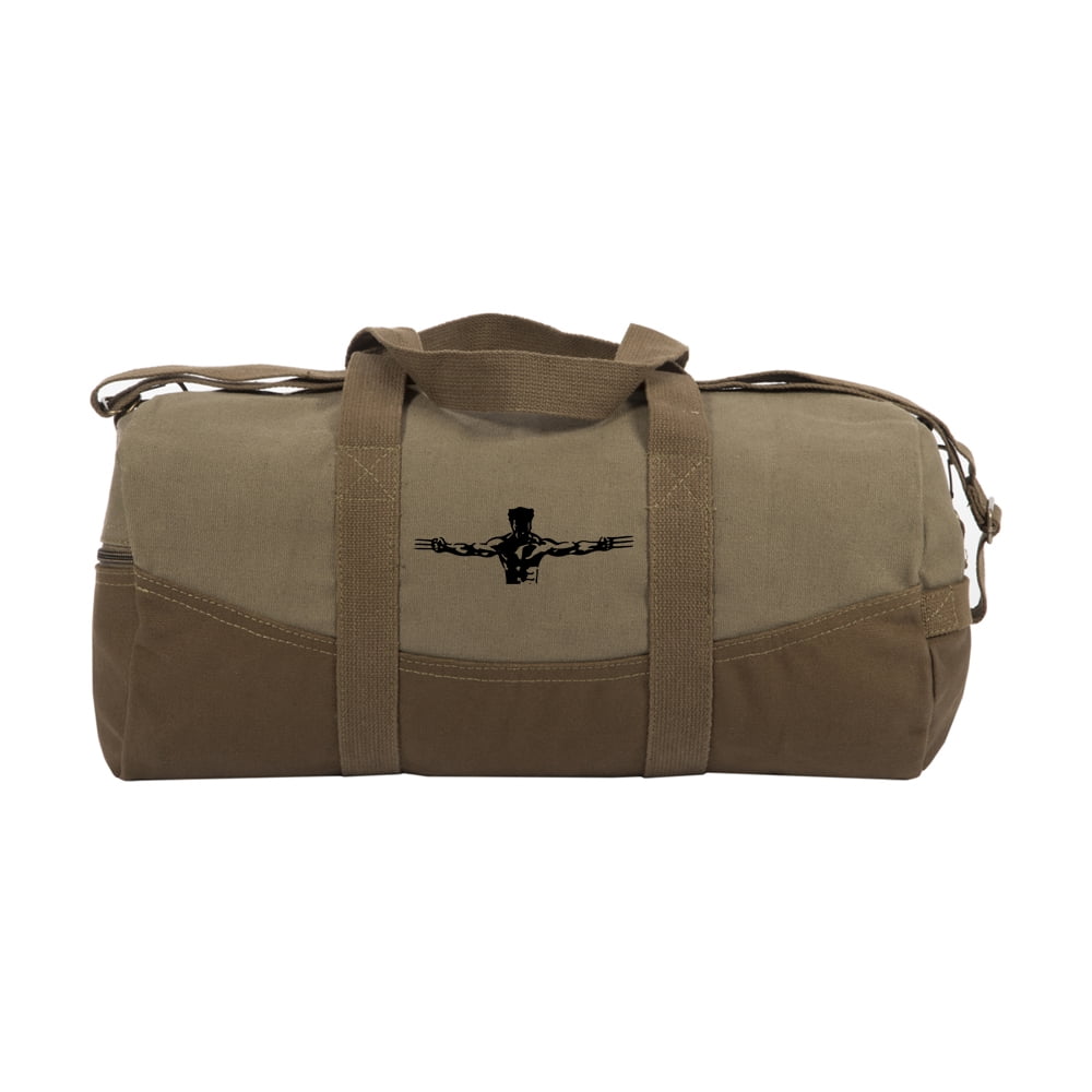 Wolverine Xmen Canvas Duffel Bag, Two Tone Brown & Black with ...