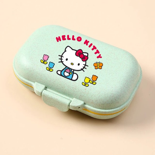 Caja de pastillas portátil de dibujos animados Kawaii Sanrio Hello Kitty, pastillero de 7 rejillas de Anime, contenedor de almacenamiento para tableta, caja de pastillas de medicina semanal