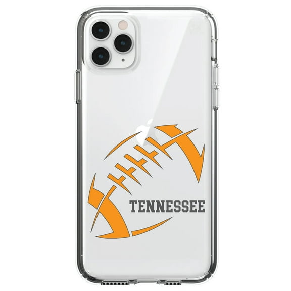 DistinctInk Clear Shockproof Hybrid Case for iPhone 11 Pro MAX (6.5" Screen) - TPU Bumper, Acrylic Back, Tempered Glass Screen Protector - Tennessee Football - Orange, Smokey