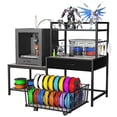 thumbnail image 6 of 3D Printer Stand with Storage Drawer and Rolling Filament Basket, Industrial Printer Table with Open Shelves and Hooks, Sturdy Metal Workstation for 3D Printing Tools and Accessories, Black, 6 of 7