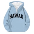 thumbnail image 3 of MHFRRA Sudadera con Capucha y Cremallera de Un Cuarto con Estampado de Letras, Informal, con Bolsillo Frontal, para Ropa de Calle, Moda, Ajuste Cómodo Azul claro, 3 of 3