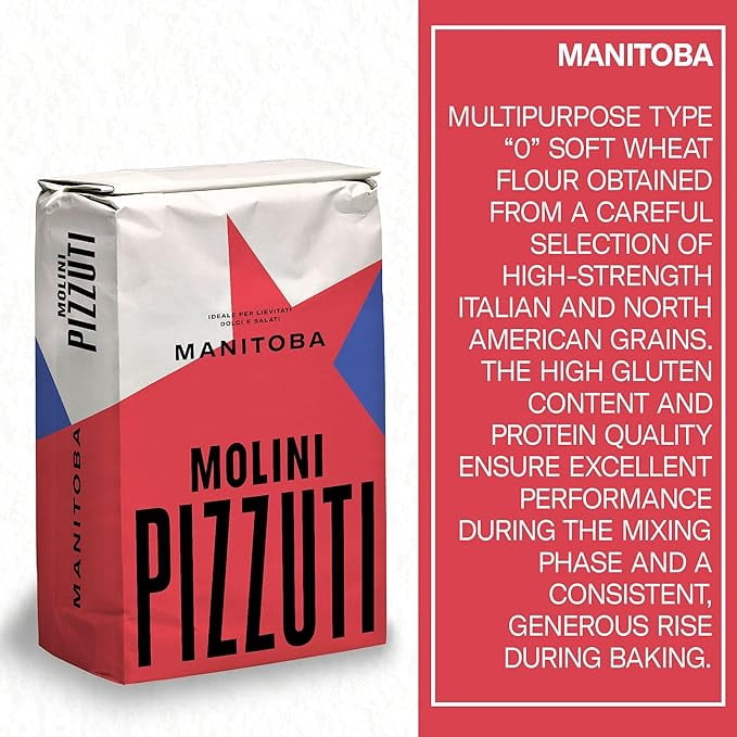 Molini Pizzuti Manitoba Flour – Premium Italian Type '0' High-Protein Flour for Artisan Breads, Pizza, and Pastries – 5kg Bag, 176 ounces