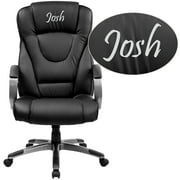 Flash Furniture Personalized High Back Black LeatherSoft Executive Swivel Office Chair with Titanium Nylon Base and Loop Arms