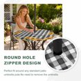 thumbnail image 4 of Round Outdoor Tablecloth with Umbrella Hole and Zipper, Sunflowers Tablecloth with Elastic Waterproof, Farmhouse Summer Floral Black White Plaid Patio Table Covers for 36" - 44" Picnic Pool Tables, 4 of 9