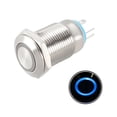 thumbnail image 4 of Interruptor de botón metálico de retención Uxcell de 12 mm de diámetro de montaje 1NO 3-6V con luz LED azul, 4 of 5