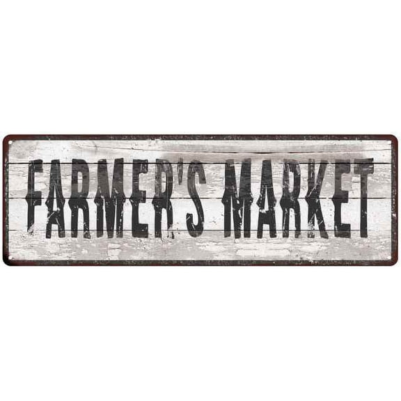 FARMER'S MARKET Ship Lap Look Country Chic 6x18 Metal Sign Decor 206180044187