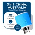 thumbnail image 2 of Adaptador de enchufe de viaje OREI tipo I (U2U-16) con doble USB, 2 of 9