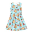 thumbnail image 3 of Yuyamidu Capybara Tank Sundress Strawberry Round Neck Skater Dress for Girls 3-4Y Summer/Spring Teens Sleeveless Princess Dresses Casual Midi Dress, Blue, 3 of 6