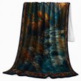 thumbnail image 2 of Moose by Mountain River and Pine Forest, Serene Rustic Style for Wildlife Lovers, Rocky River Motif and Father's Day Gift, Warm Flannel Blanket for Cabin and Living Room, Home Decor, 2 of 9