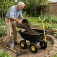 thumbnail image 4 of Folding Car Poly Garden Dump Truck With Steel Frame 10 Inch Pneumatic Tire Black Heavy Duty Utility Cart For Home Garden Outdoor Use, 4 of 10