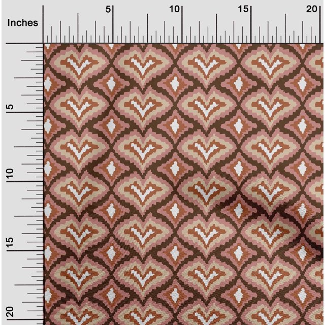 oneOone Viscose Chiffon Fabric Ogee Flame Stitch Print Sewing Fabric BTY 42 Inch Wide