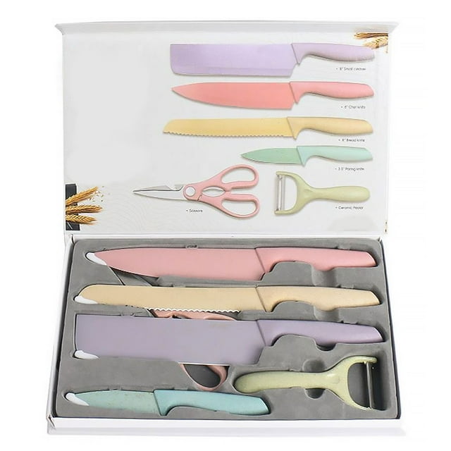 serony 6Pcs Kitchen Cutlery Set Stainless Cutlery Set Stainless Steel Steel Tableware Non Slip Wheat Straw Peeler for Fruits Vegetables Bread