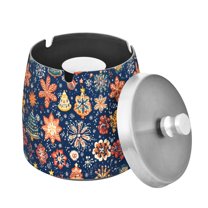 Yayeee Ashtray with Lid for Cigarette Smokeless Stainless Steel Home Ash Holder, Christmas Splendor